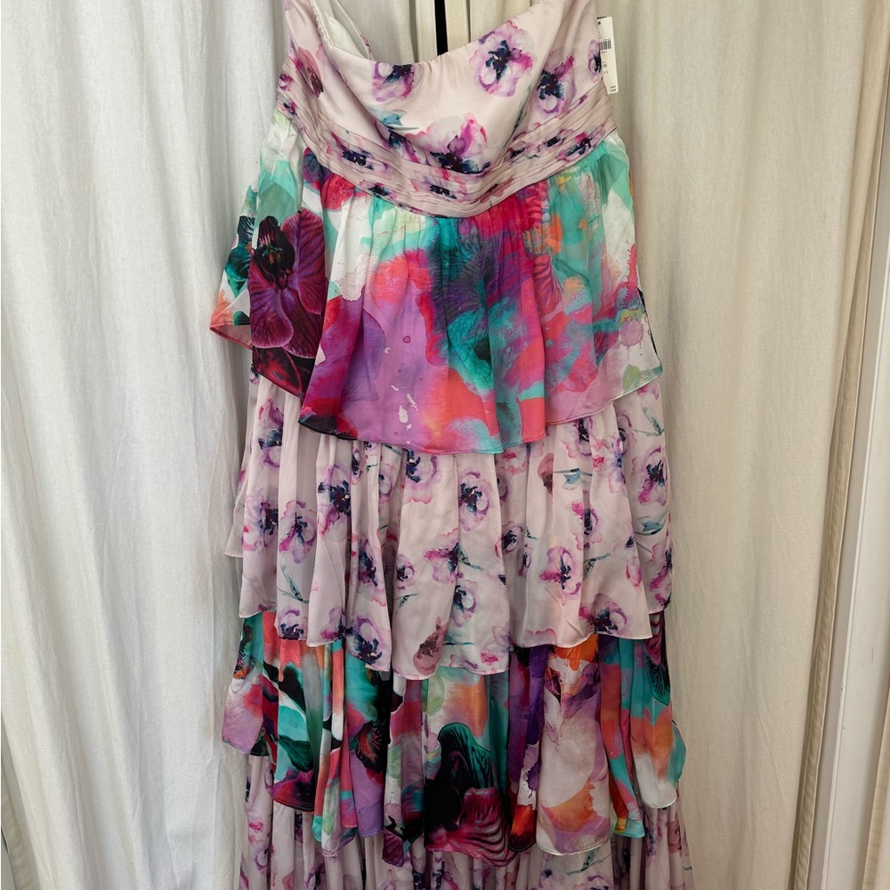 Anthropologie Pastel Floral Strapless Tiered Dress NWT - Picture 5 of 8